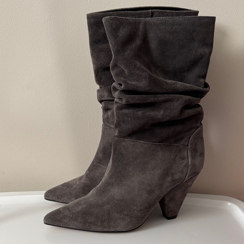 Gray Suede Slouch Women's Boots
